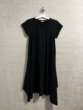 Zara Black Short-Sleeve Swing small symmetrical Dress everyday basic Wimsygoth
